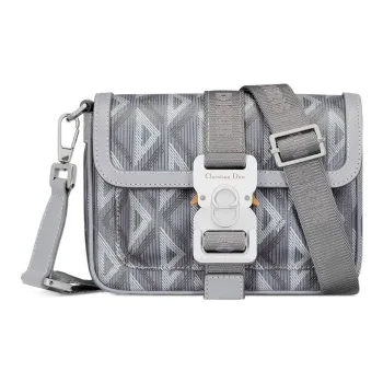 DIOR Hit The Road Canvas With Smooth Cow Leather Handheld Shoulder Bag Crossbody Bag Mini Men's Gray