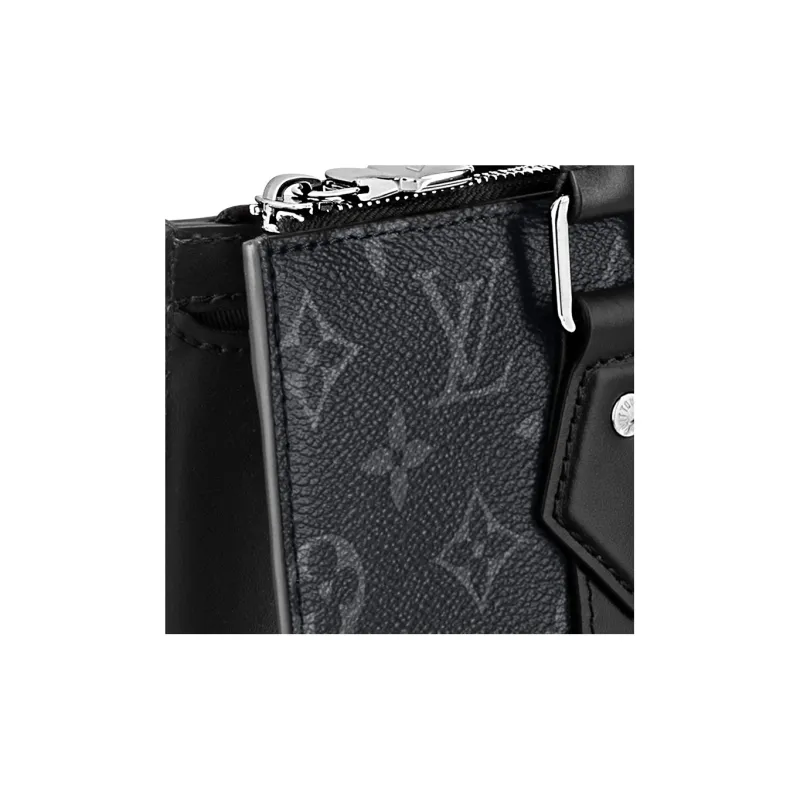 LOUIS VUITTON Sac Plat Coated Canvas With Leather Trim Crossbody One Shoulder Handbags Regular Men's Black-4