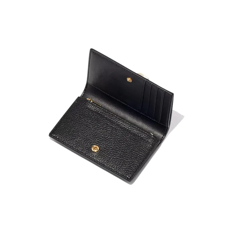 MARC JACOBS Full Grain Leather Wallet Trumpets Women's Black-3