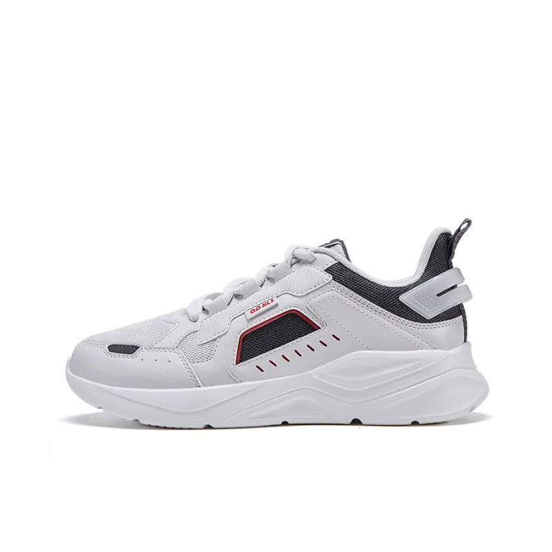 QIAODAN Lightweight Breathable And Wear-Resistant Low-Top Running Shoes Men's White Gray-0
