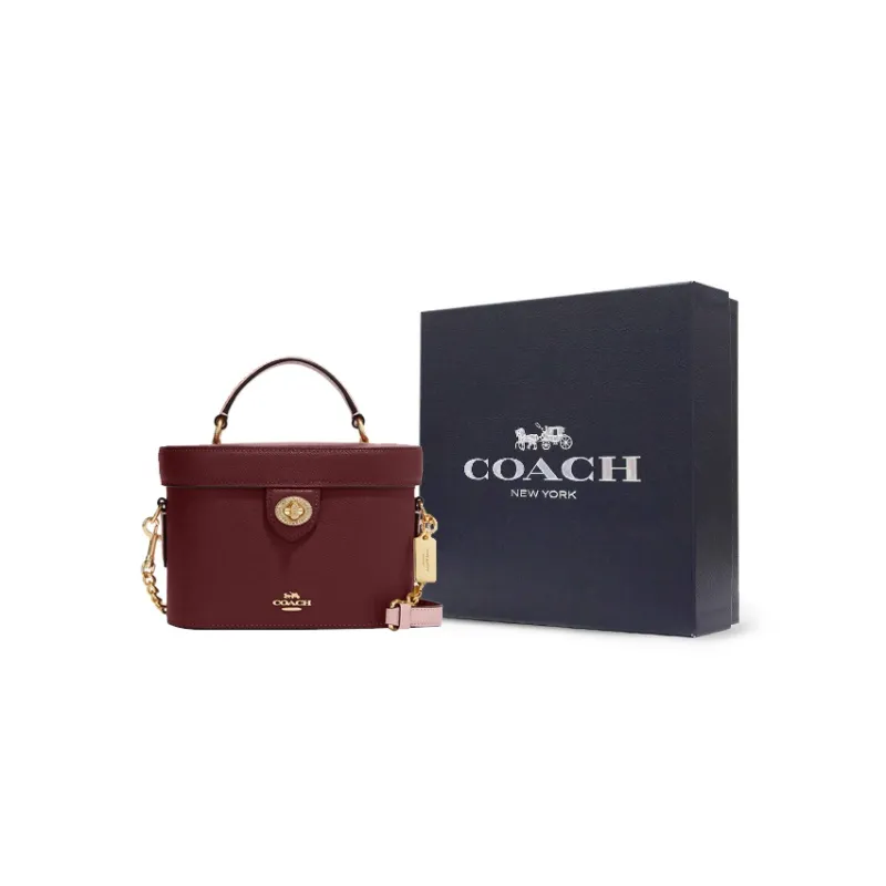 COACH Kay Cross-Stitch Leather Handbag Shoulder Bag Crossbody Bag Small Size Women's Cherry Red-0