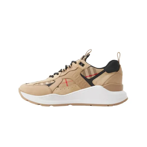 Burberry Check Leather And Suede Sneaker Archive Beige