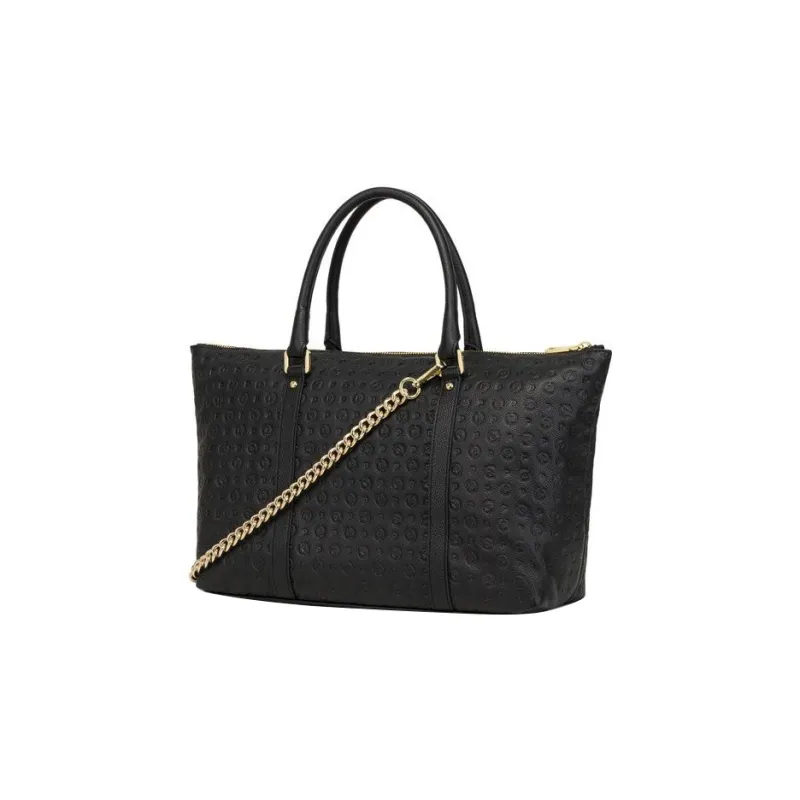 Pollini Calfskin Shopping Bag, One Shoulder Handbag Women's Black-2