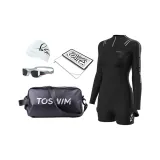 [Goddess 5-Piece Set]Swimsuit+Swim Goggles+Swimming Cap+Bath Towels+Black Bag