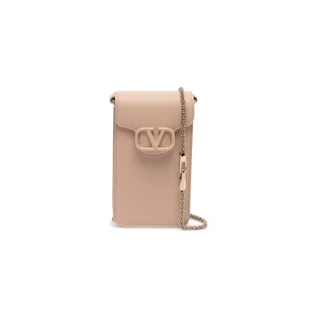 Valentino Calfskin One Shoulder Crossbody Cell Phone Pouch Women's Pink
