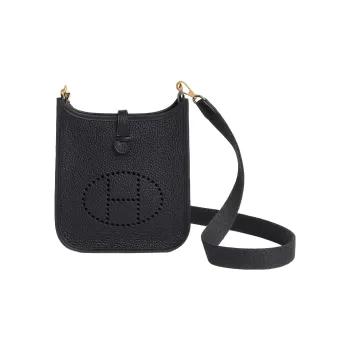 HERMES Evelyne Clemence Leather Shoulder Bag Crossbody Bag Mini Women's Marine Blue