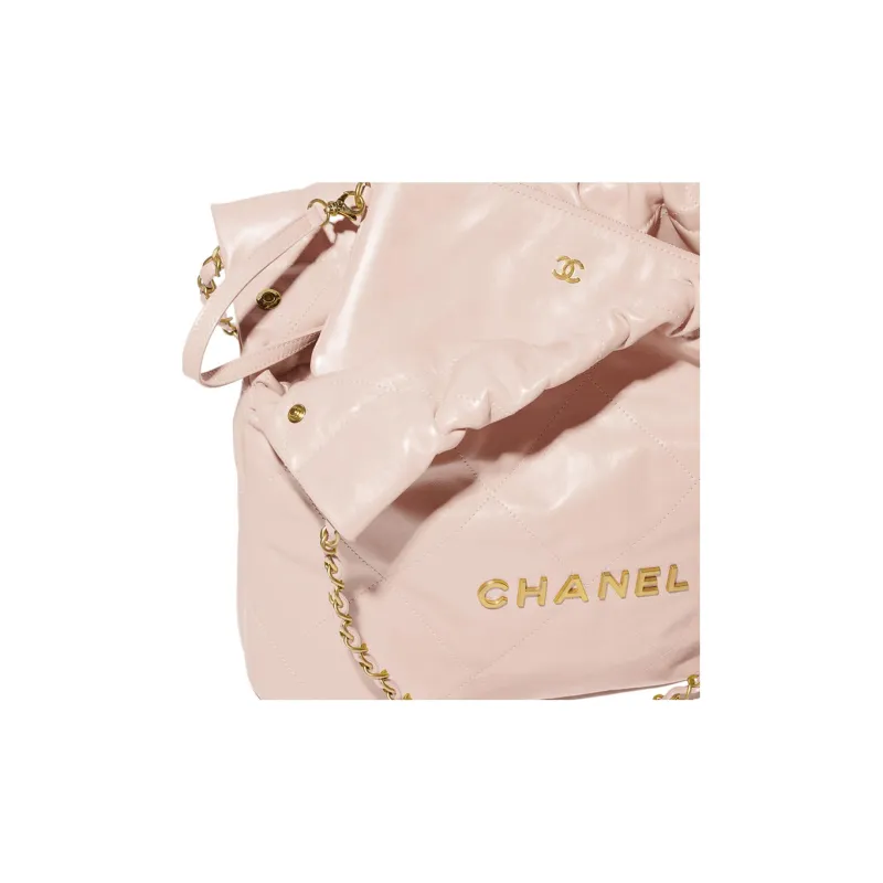 CHANEL 22Bag Smooth Finish Calfskin Tote Bag Shopping Bag Portable Crossbody Bag Shoulder Bag Women's Light Pink-3