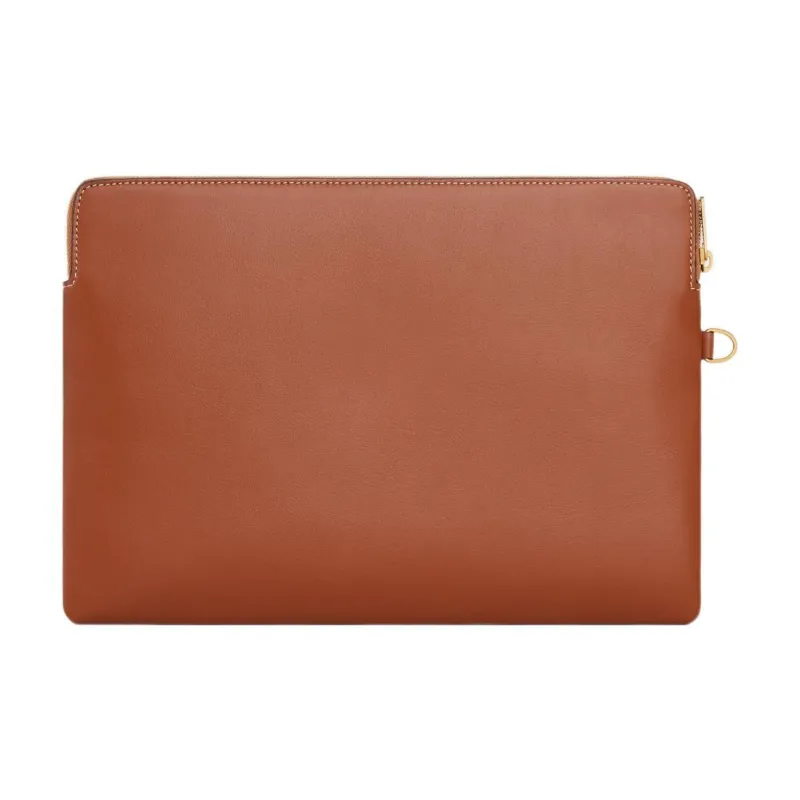CELINE Cuir Triomphe Smooth Calf Leather Clutch Women's Yellow Brown-3