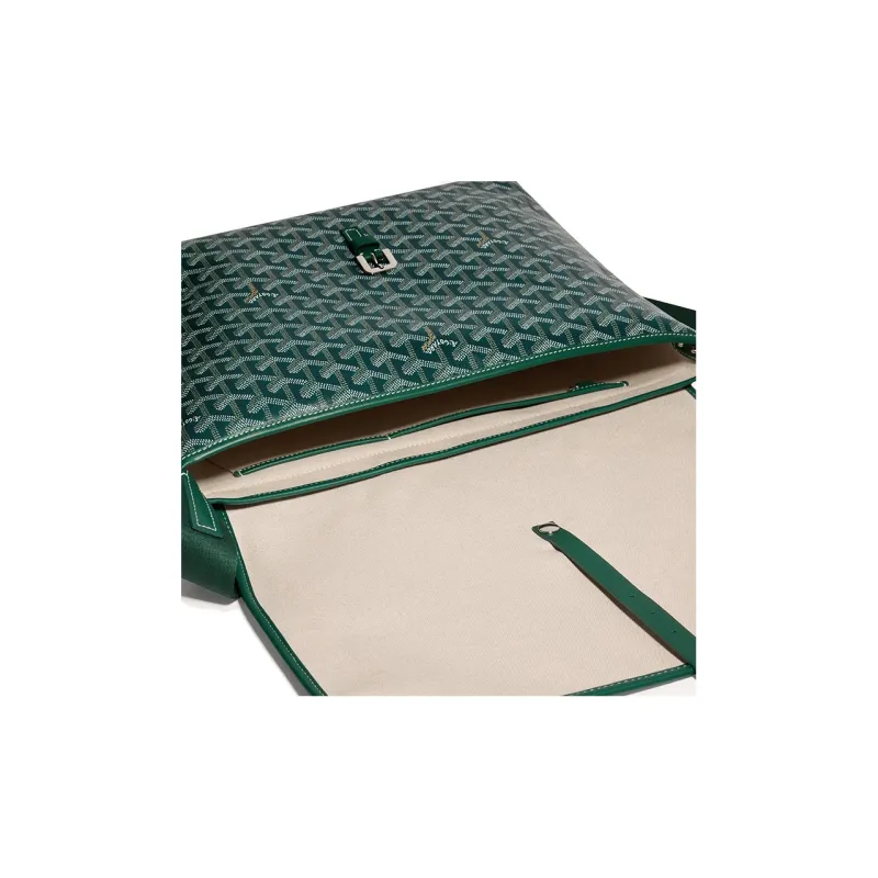 GOYARD CAPETIEN Canvas With Leather Envelope Bag, Messenger Bag, Shoulder Bag, Crossbody Bag Medium Size Unisex Green-3
