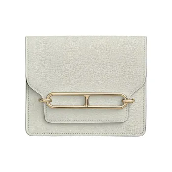 HERMES Roulis Goatskin Pig Nose Clutch Fanny Pack Wallet Women's White