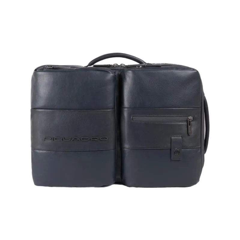 PIQUADRO Leather Backpack Unisex Black-4
