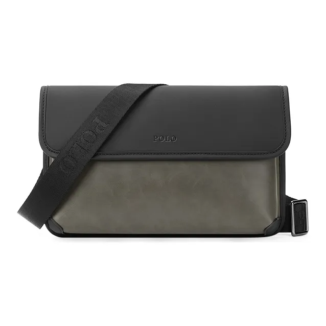 POLO Synthetic Leather Crossbody Bag Shoulder Bag Medium Size Men's Gray Green-1