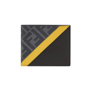 FENDI Cow Leather Leather Clip Wallet Men's Gray