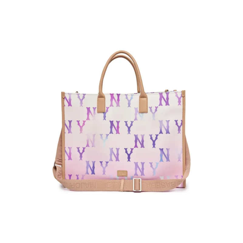 MLB Canvas One Shoulder Canvas Bag Handbag Large Size Unisex Pink Purple-4