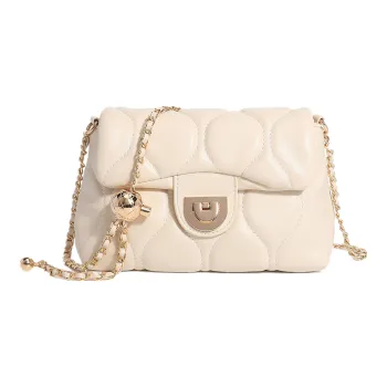 NOMK Leather Chain Bag Small Square Bag Shoulder Bag Women's White