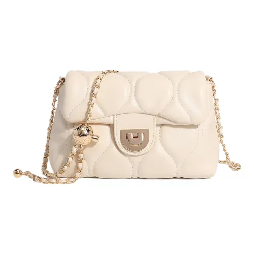 NOMK Leather Chain Bag Small Square Bag Shoulder Bag Women's White