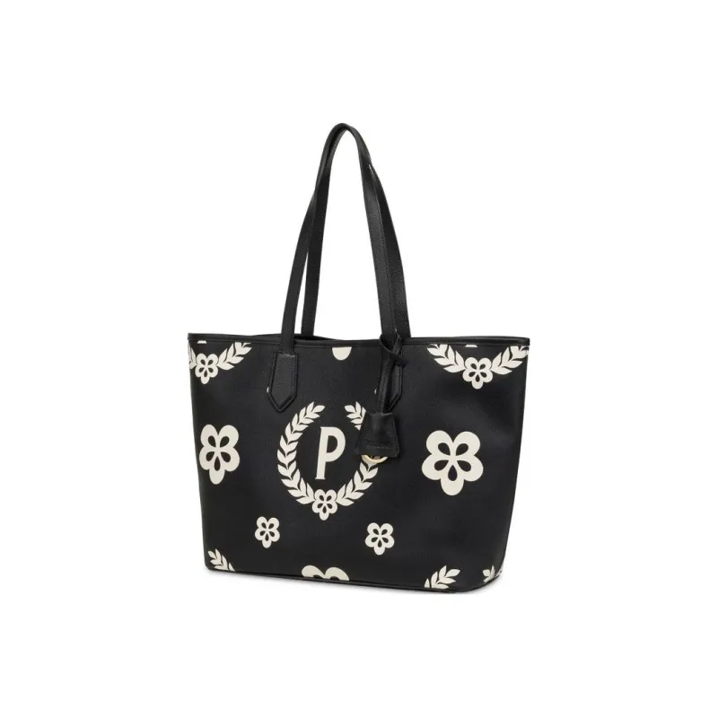 Pollini Cow Leather Shopping Bag, Handbag, Shoulder Bag Women's Black-2