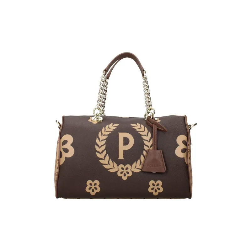 Pollini Polyurethane Shoulder Bag, Crossbody Bag, Handbag Women's Brown/Beige-0