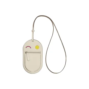 HERMES In The Loop Mysore Goat Skin Pig Nose Cell Phone Pouch Large Size Women's Cream White/Woodland Pink/Lemon