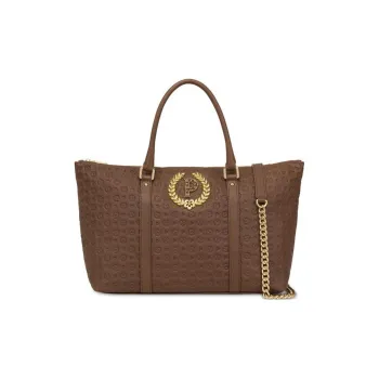 Pollini Calfskin Shopping Bag, One Shoulder Handbag Women's Brown