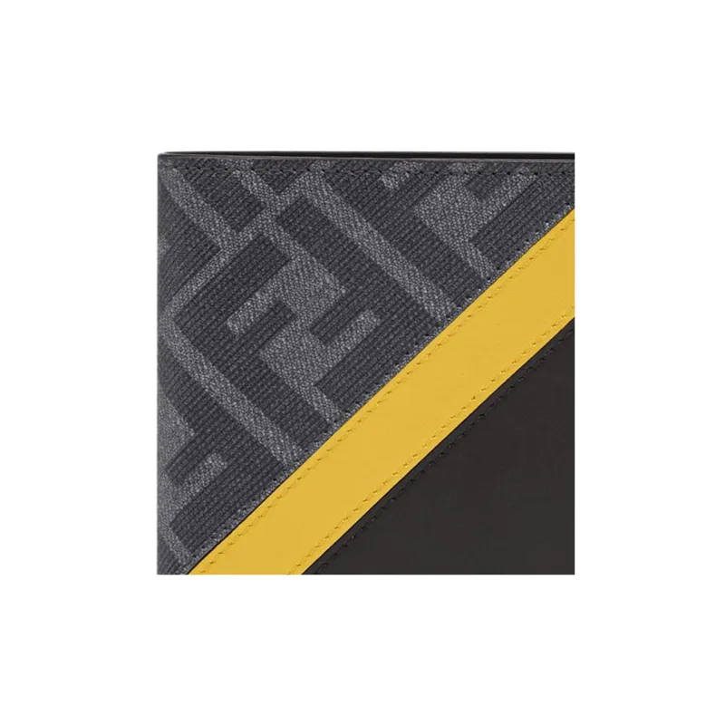 FENDI Cow Leather Leather Clip Wallet Men's Gray-4