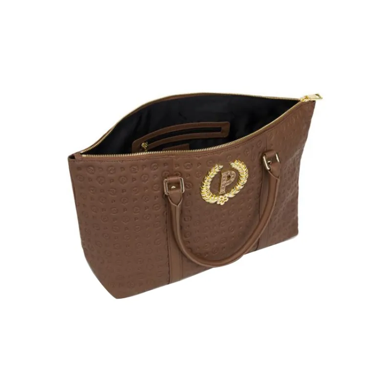 Pollini Calfskin Shopping Bag, One Shoulder Handbag Women's Brown-3