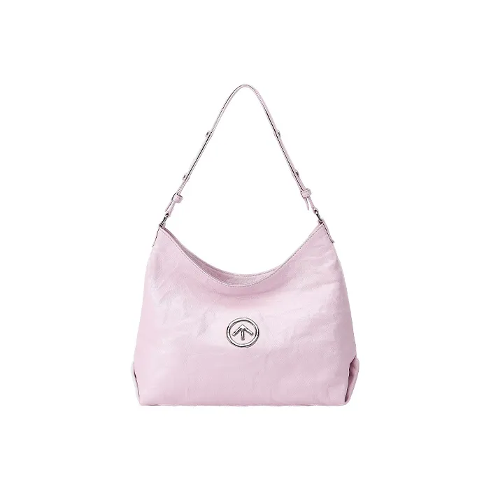 GROTTO Hobo Series Sheepskin One Shoulder Crossbody Soft Bag Regular Unisex Cherry Pink-4