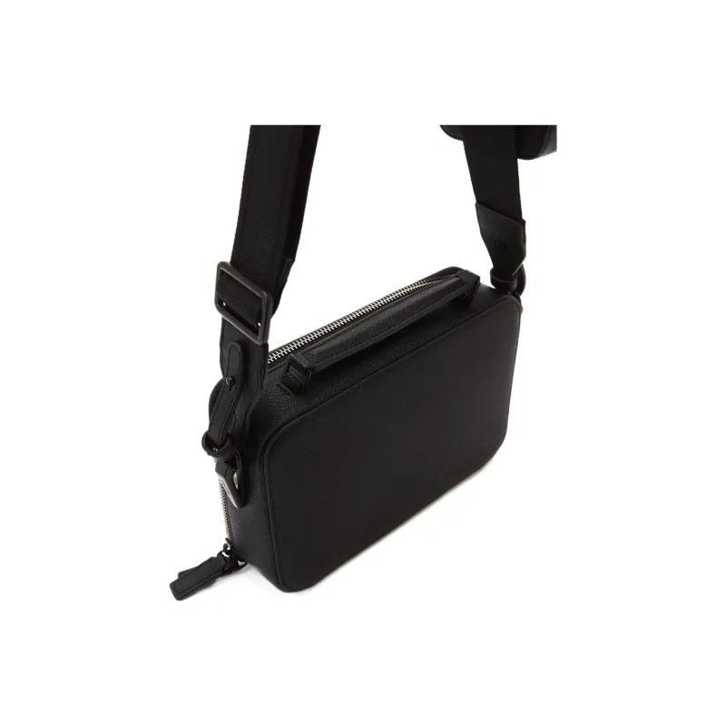 PEDRO Microfiber 2 in 1 Small Square Bag One Shoulder Handbag Small Size Men's Black/White-2