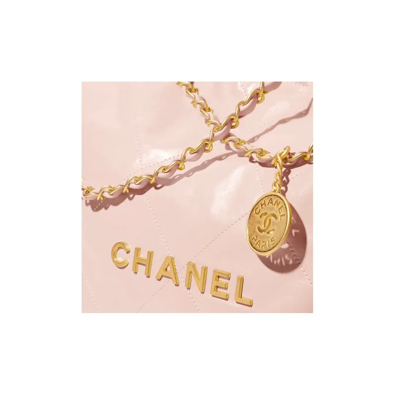 CHANEL 22Bag Smooth Finish Calfskin Tote Bag Shopping Bag Portable Crossbody Bag Shoulder Bag Women's Light Pink-2