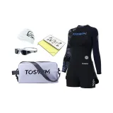 [Goddess 5-Piece Set]Swimsuit+Swim Goggles+Swimming Cap+Bath Towels+Gray Bag