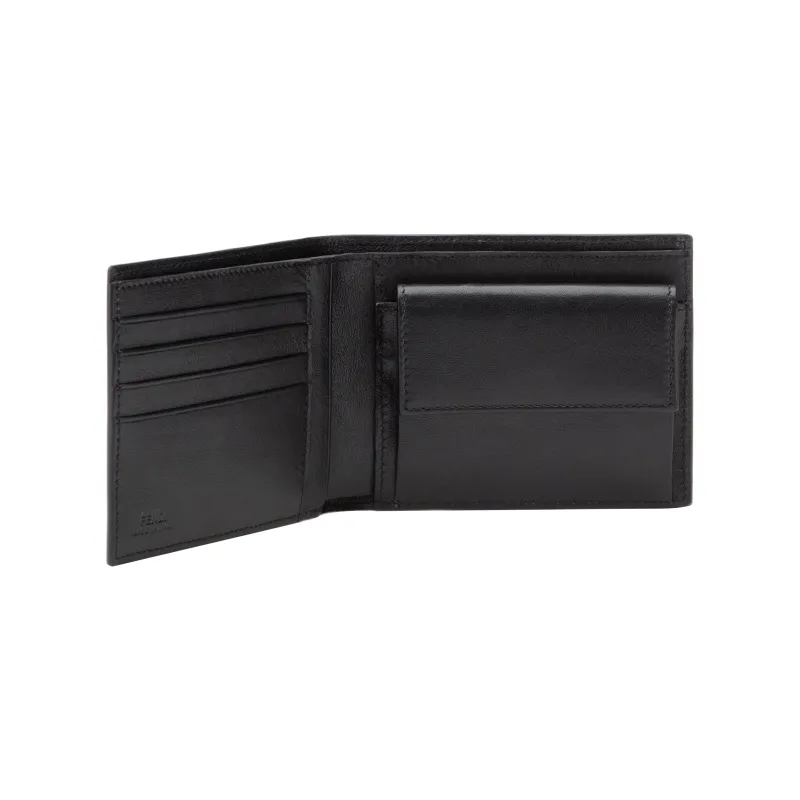 FENDI Cow Leather Leather Clip Wallet Men's Gray-3