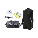 [Goddess 5-Piece Set]Swimsuit+Swim Goggles+Swimming Cap+Bath Towels+Black Bag