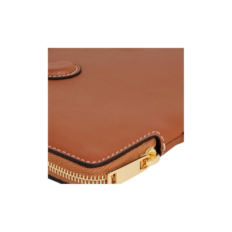 CELINE Cuir Triomphe Smooth Calf Leather Clutch Women's Yellow Brown-4