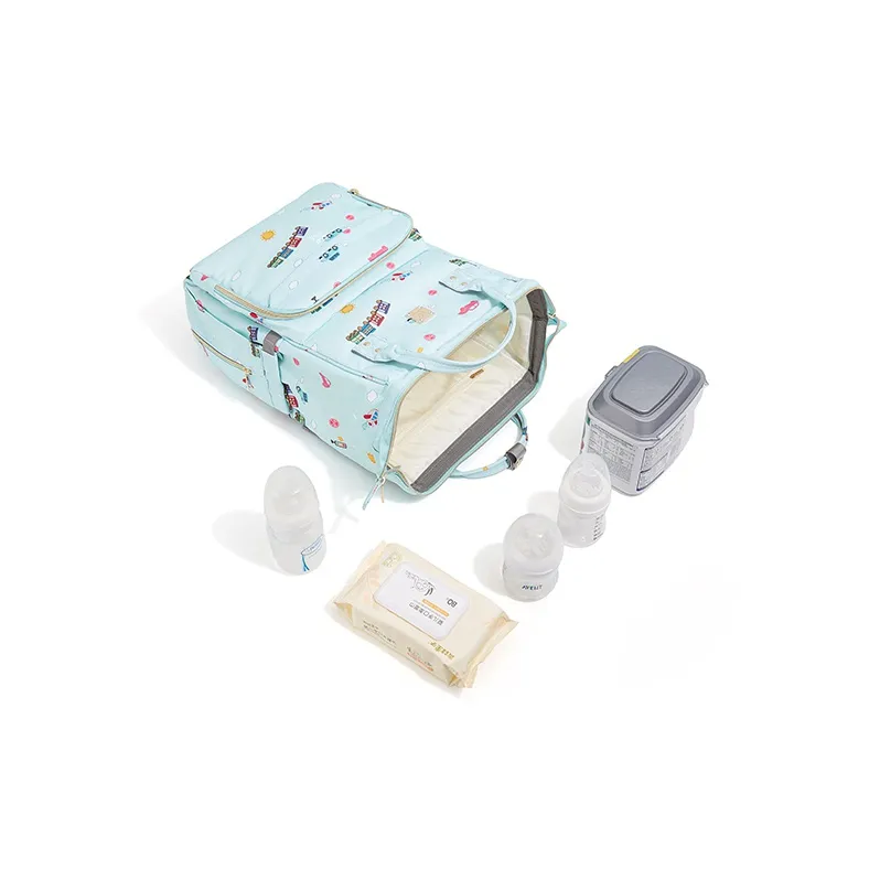 KEYSTREET Fabric Mommy Bag Mother And Baby Bag Handbag Backpack Regular Women's Light Blue-3
