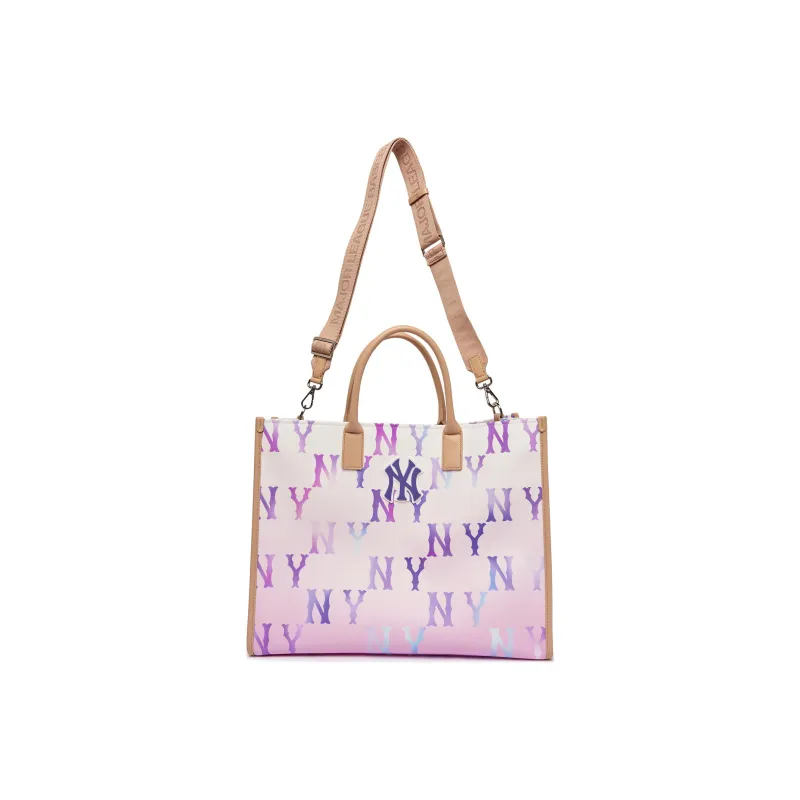 MLB Canvas One Shoulder Canvas Bag Handbag Large Size Unisex Pink Purple-3