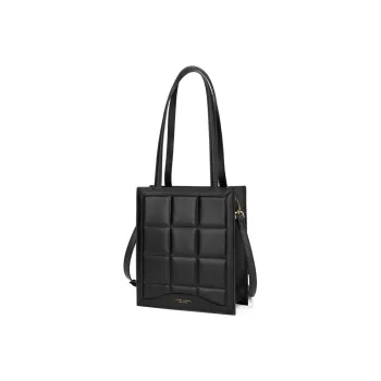 PIERRE CARDIN Cow Leather One Shoulder Handbag Medium Size Women's Black/Khaki