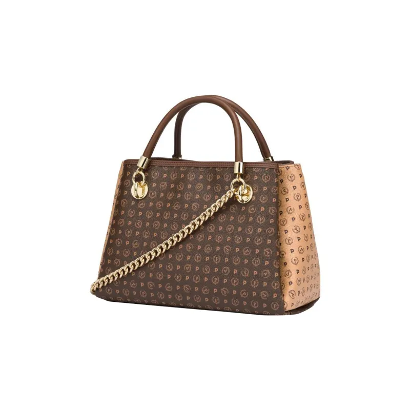 Pollini PVC Shoulder Bag, Crossbody Bag, Handbag Women's Brown/Beige-2