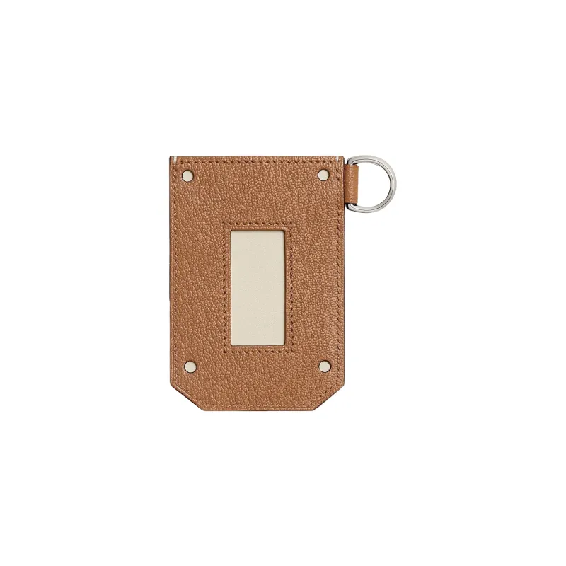 HERMES Colormatic Swift Calfskin With Mysore Goat Skin Card Holder Women's Cream White/Bird Wood Color-1