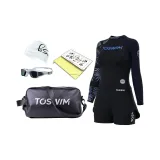[Goddess 5-Piece Set]Swimsuit+Swim Goggles+Swimming Cap+Bath Towels+Black Bag