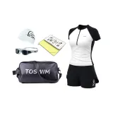 [Goddess 5-Piece Set]Swimsuit+Swim Goggles+Swimming Cap+Bath Towels+Black Bag