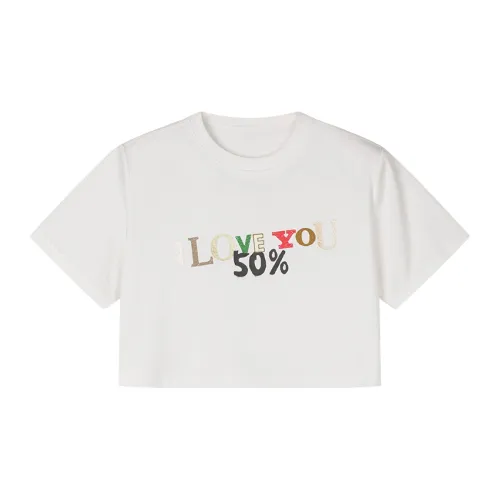 UOOYAA LOVE 50% Capsule Series Crop Tops Women's White