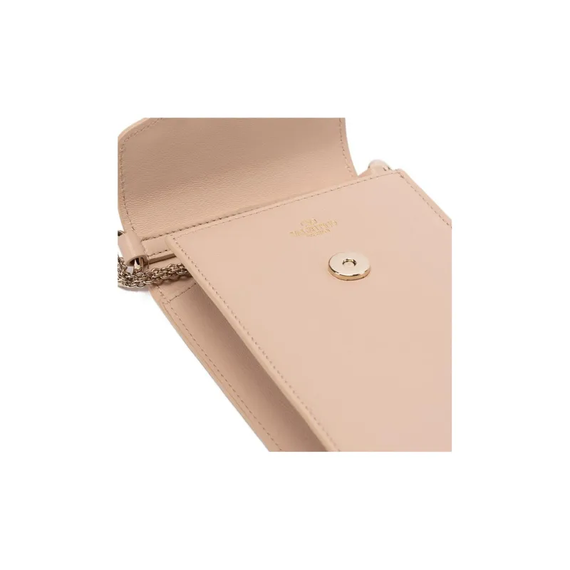 Valentino Calfskin One Shoulder Crossbody Cell Phone Pouch Women's Pink-4