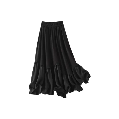 SMEN Casual Long Skirts Women's Black