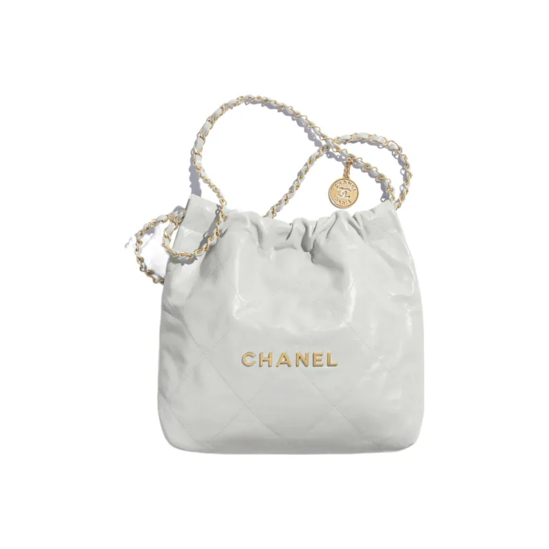 CHANEL 22Bag Bright Calfskin Trash Bag, Tote Bag, Shopping Bag, Handbag, Shoulder Bag Women's Light Blue Gray-0