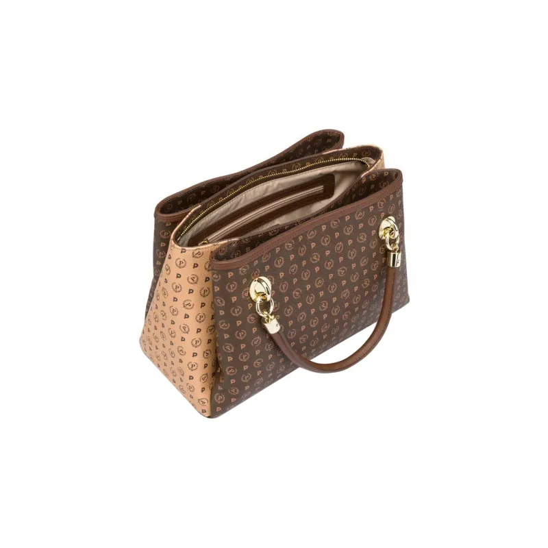 Pollini PVC Shoulder Bag, Crossbody Bag, Handbag Women's Brown/Beige-3