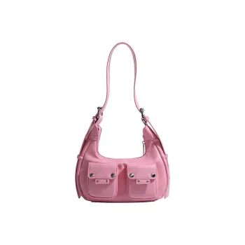 NOMK PU Biker Bag Messenger Bag Shoulder Bag Baguette Small Square Bag Shoulder Bag Women's Black/Pink