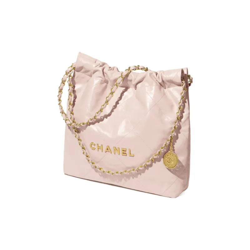 CHANEL 22Bag Smooth Finish Calfskin Tote Bag Shopping Bag Portable Crossbody Bag Shoulder Bag Women's Light Pink-1