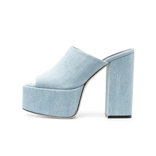 Paris Texas Sasha 130mm Denim Platform Mules