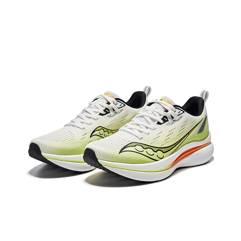 Saucony Anti Slip Wear Resistant Low Top Training Running Shoes Men's White Black Yellow-2