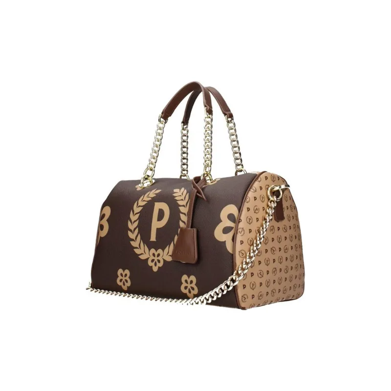 Pollini Polyurethane Shoulder Bag, Crossbody Bag, Handbag Women's Brown/Beige-1